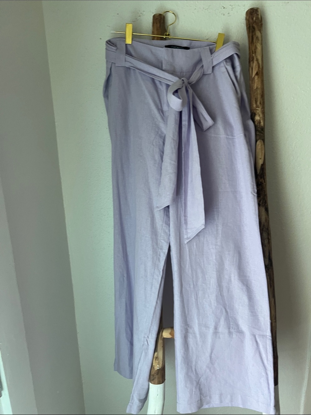 Chadwicks Lavender Lilac Purple Tie-Waist Wide-Leg Linen Blend Pants NWOT 12